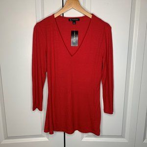 INC Ribbed Quarter Length V-neck Top NWT